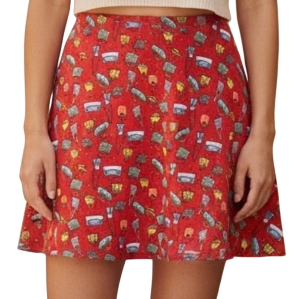 Tulip B Unique Vintage Red Handbags Purses Retro A-line Swing Mini Skirt L NWT